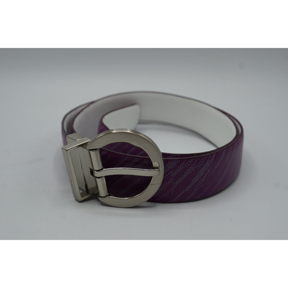 Nike Golf Womens Purple Leather Belt Silver Round Buckle Size M 32-34
